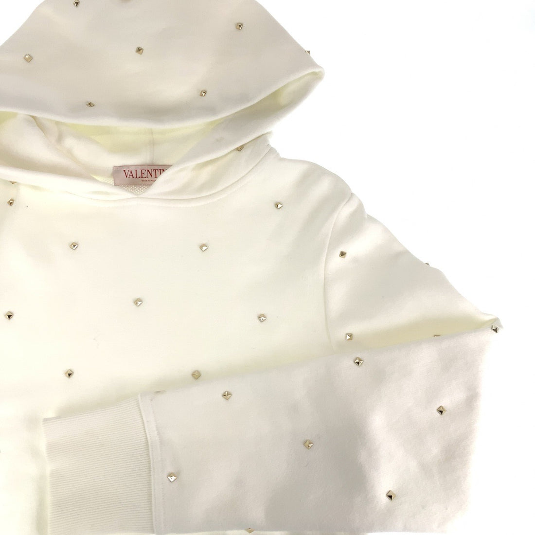 Valentino Rockstuds Cotton Hoodie S White in Great Condition