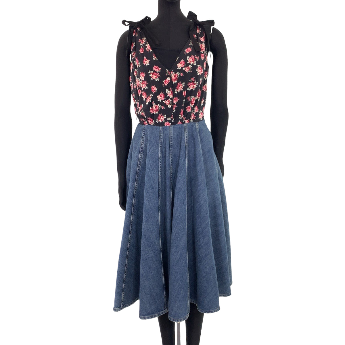 Miu Miu Floral Cotton Denim Dress Size 36 in Great Condition