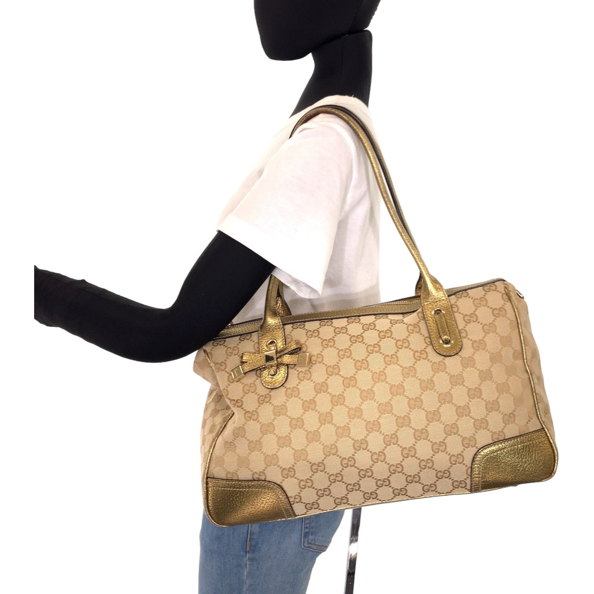 Gucci Princy GG Canvas Leather Tote Bag