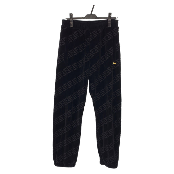 Fendi Zucca Velour Sweatpants Black Cotton in Great Condition