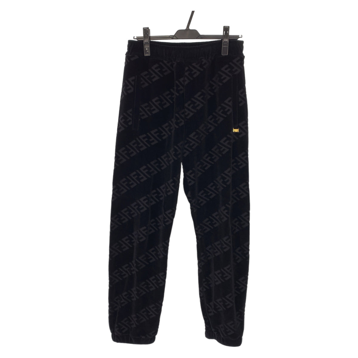 Fendi Zucca Velour Sweatpants Cotton Size 46 Black in Great Condition