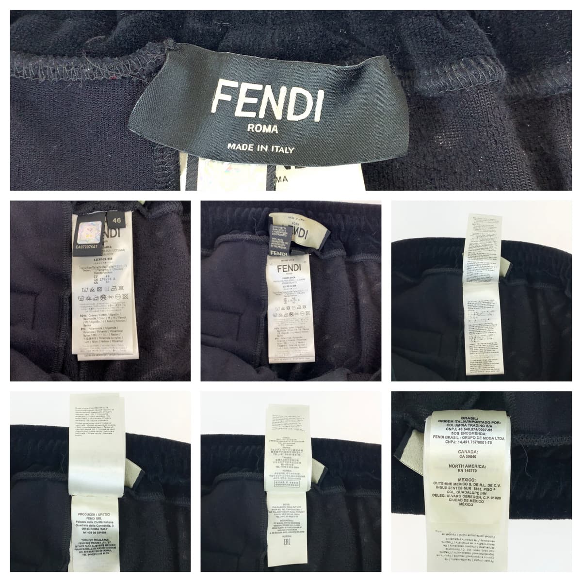 Fendi Zucca Velour Sweatpants Cotton Size 46 Black in Great Condition