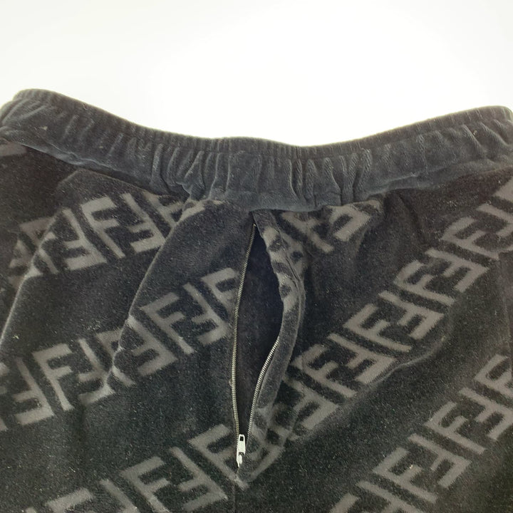 Fendi Zucca Velour Sweatpants Black Cotton in Great Condition