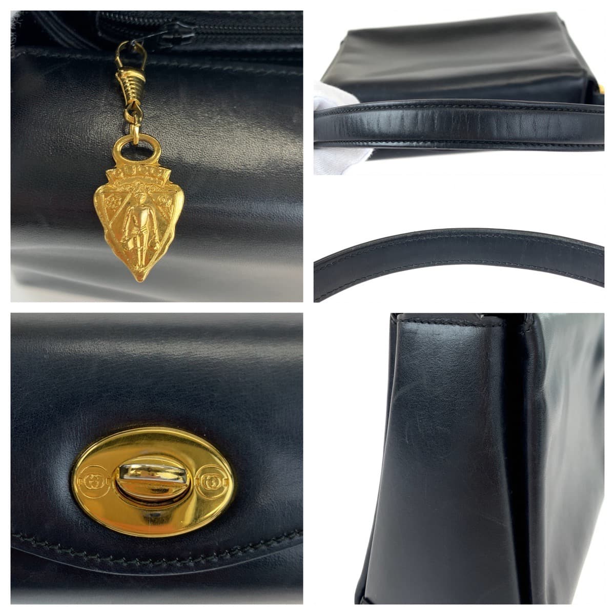 Gucci Vintage Leather Turnlock Handbag