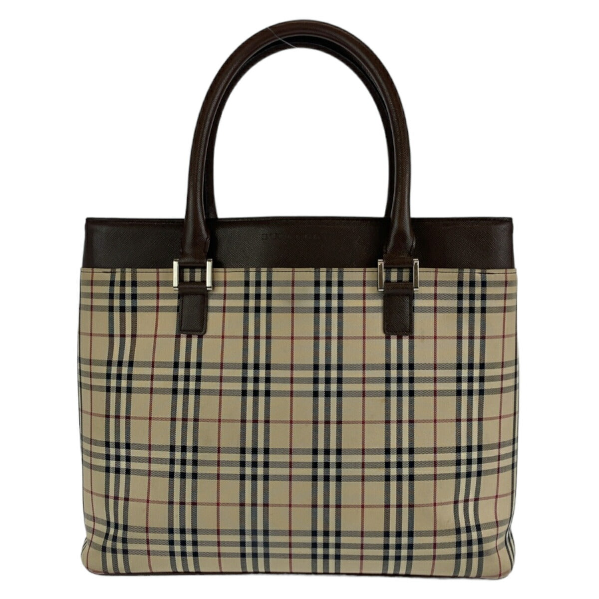 Burberry Check Canvas/Leather Tote Bag 404565 in Very Good Condition