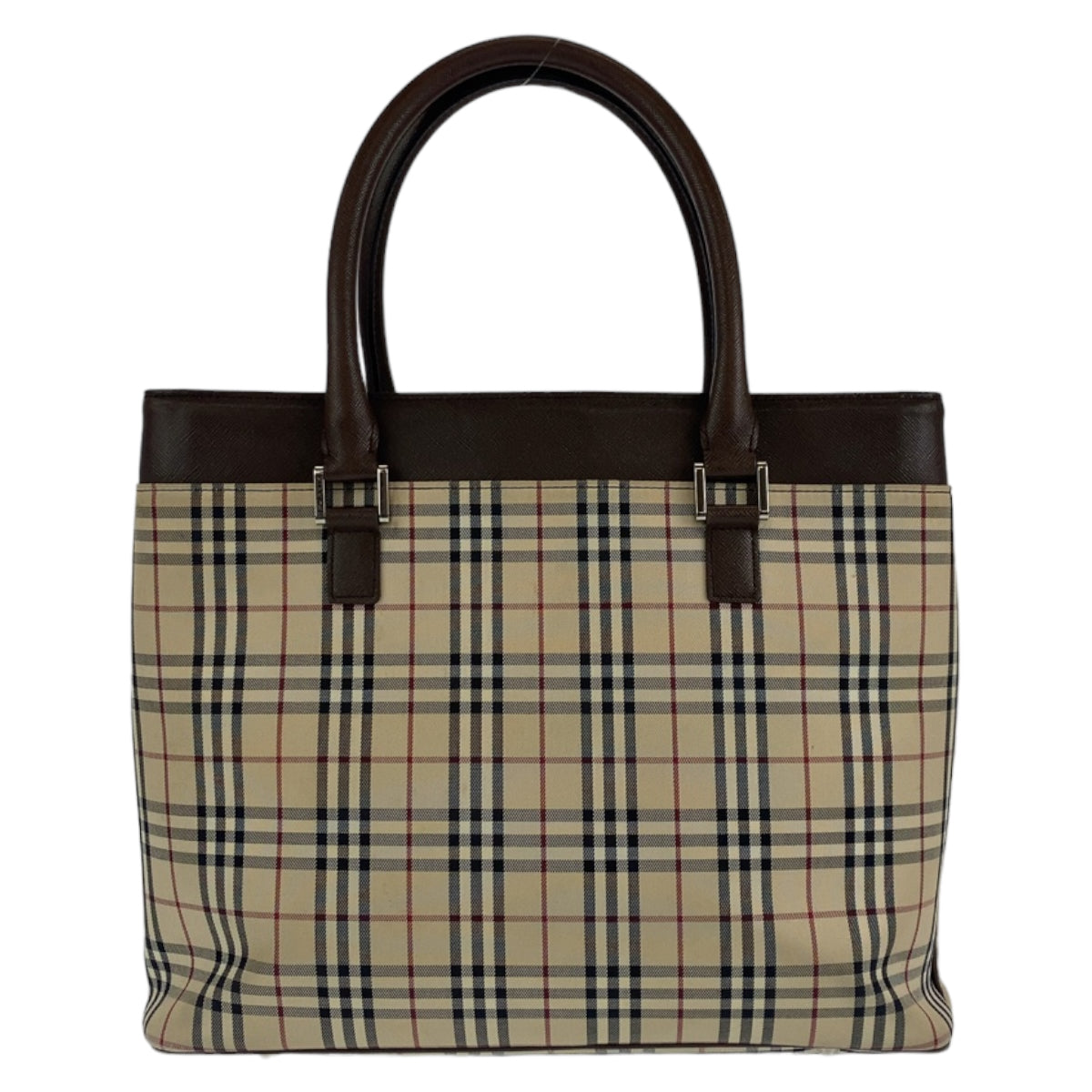 Burberry Check Canvas/Leather Tote Bag 404565 in Very Good Condition