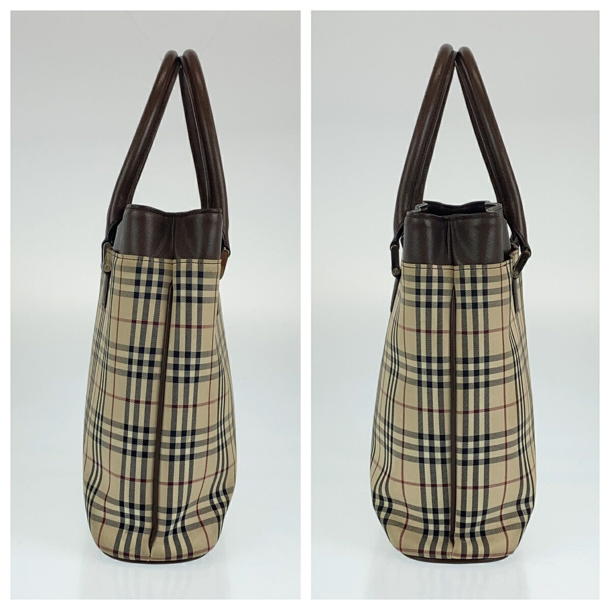 Burberry Check Canvas/Leather Tote Bag 404565 in Very Good Condition