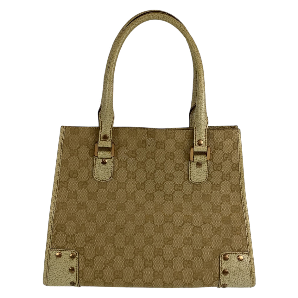 Gucci GG Canvas Leather Tote Bag 214397 in Very Good Condition