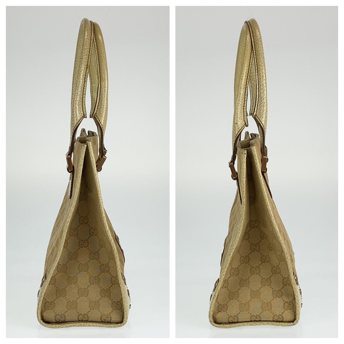 Gucci GG Canvas Leather Tote Bag 214397 in Very Good Condition