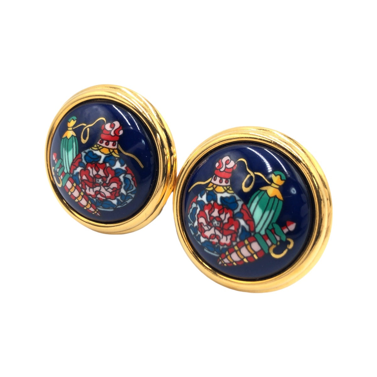 Hermes Enamel Glass Earrings 404629 in Very Good Condition