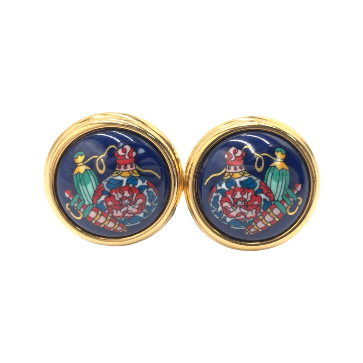 Hermes Enamel Glass Earrings 404629 in Very Good Condition