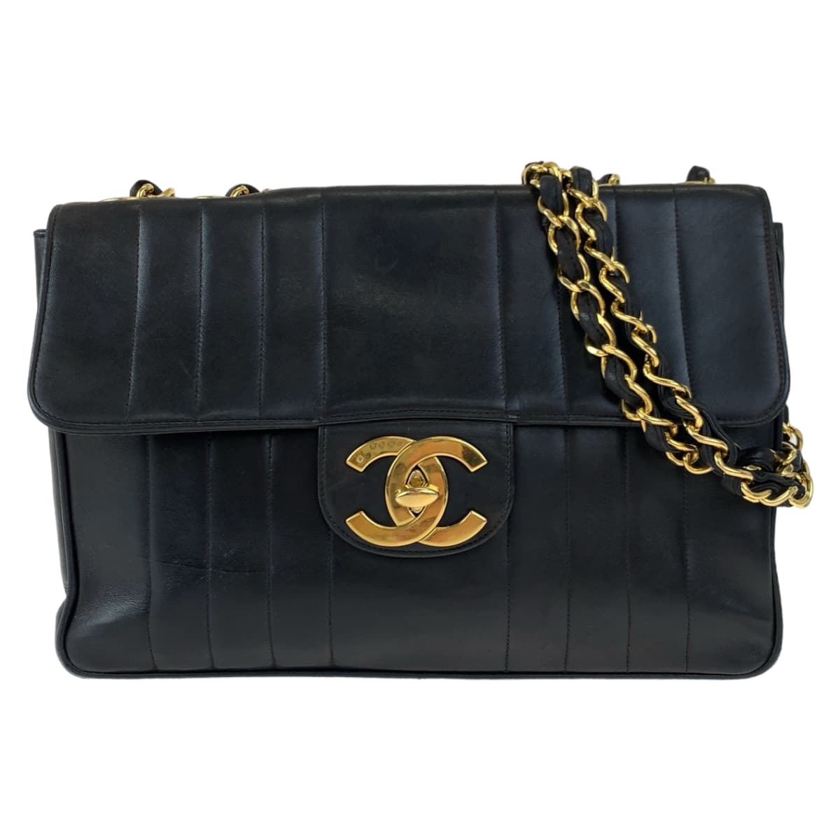 Chanel Vintage Mademoiselle Turnlock Black Lambskin Chain Shoulder Bag in Very Good Condition