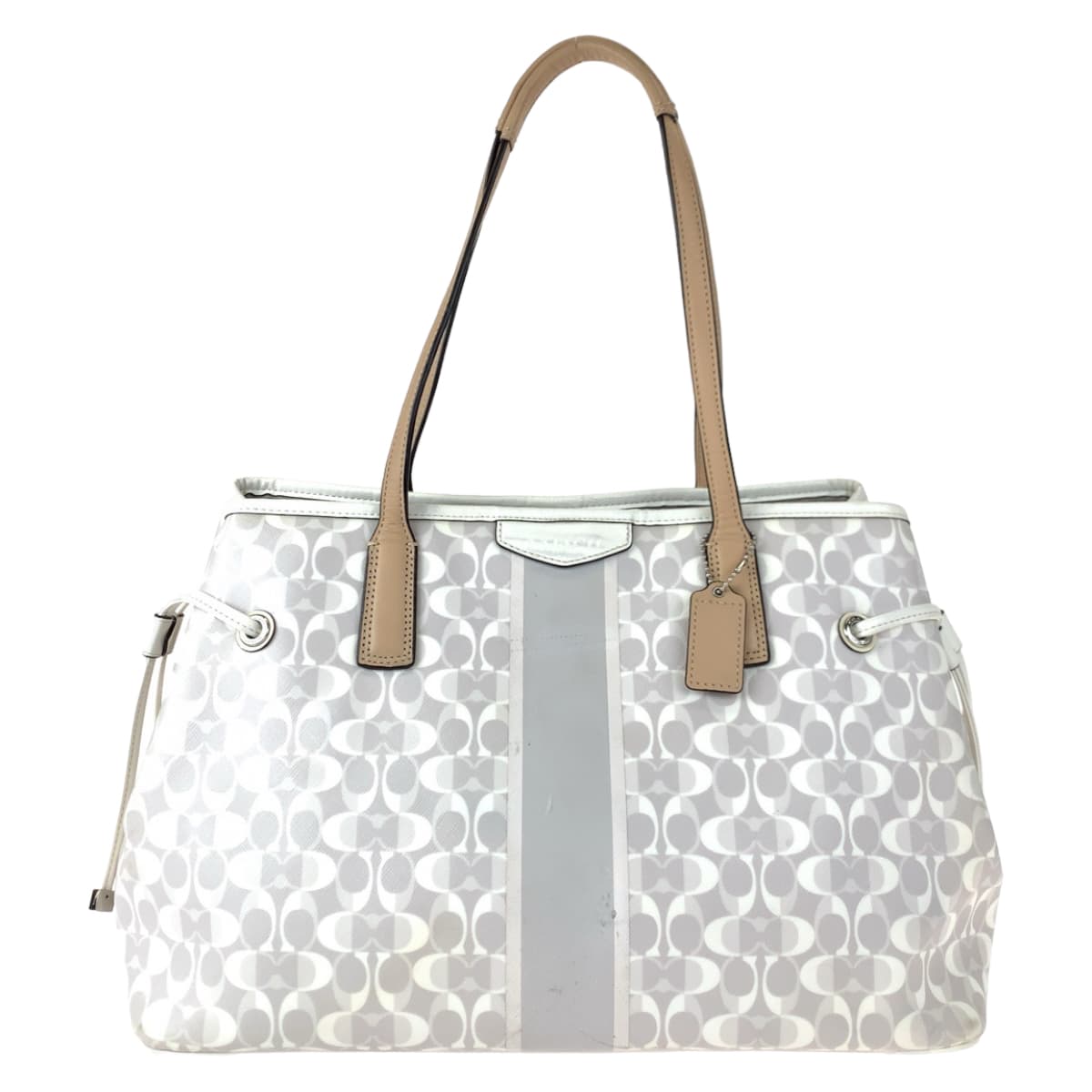 Coach Signature White PVC Tote Bag F29183 in Very Good Condition