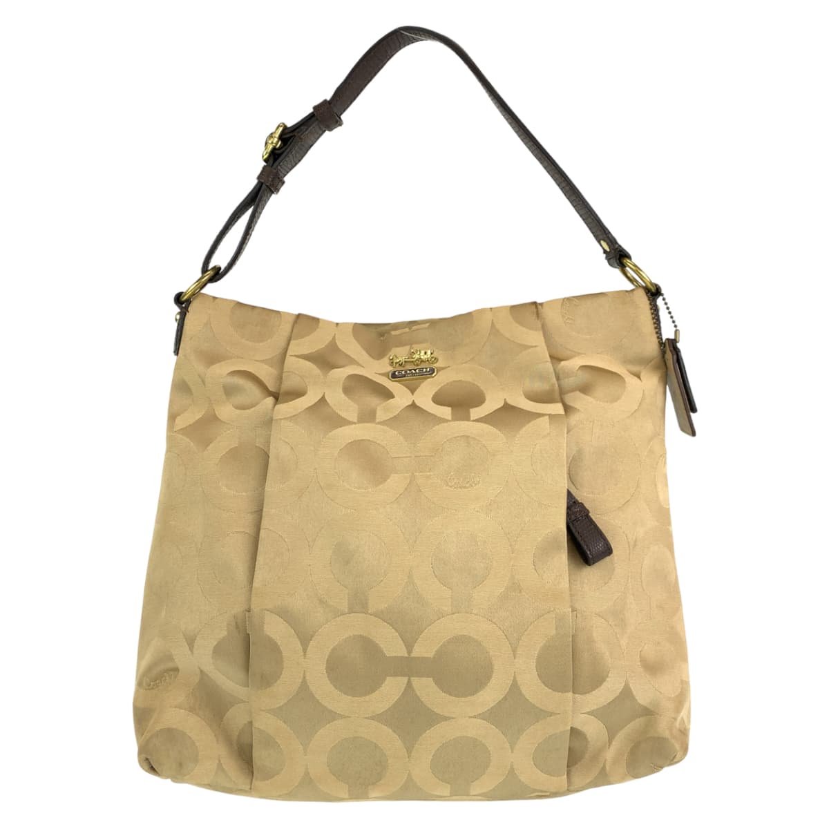 Coach Op Art Beige Gold Canvas 2way Shoulder Bag 21121 in Very Good Condition