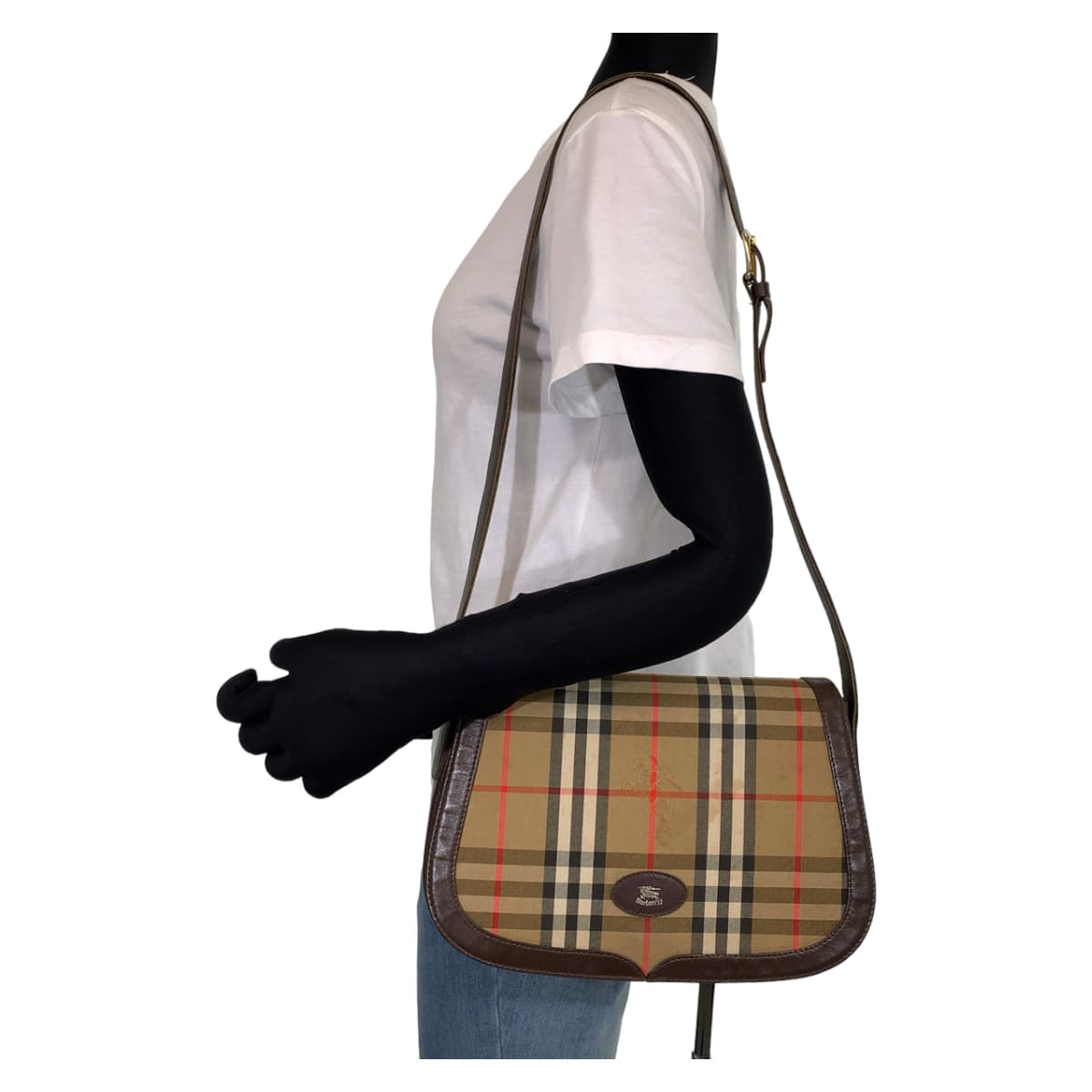 Burberry Nova Check Brown Beige Canvas Leather Crossbody Bag