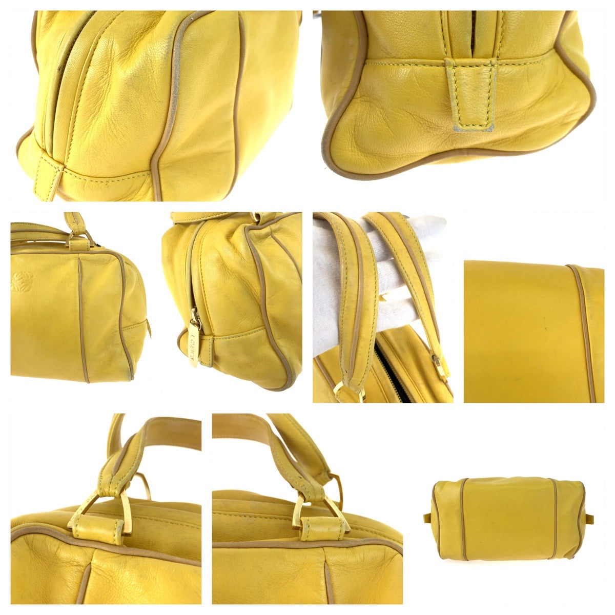 Loewe Anagram Yellow Leather Handbag 404768 in Very Good Condition