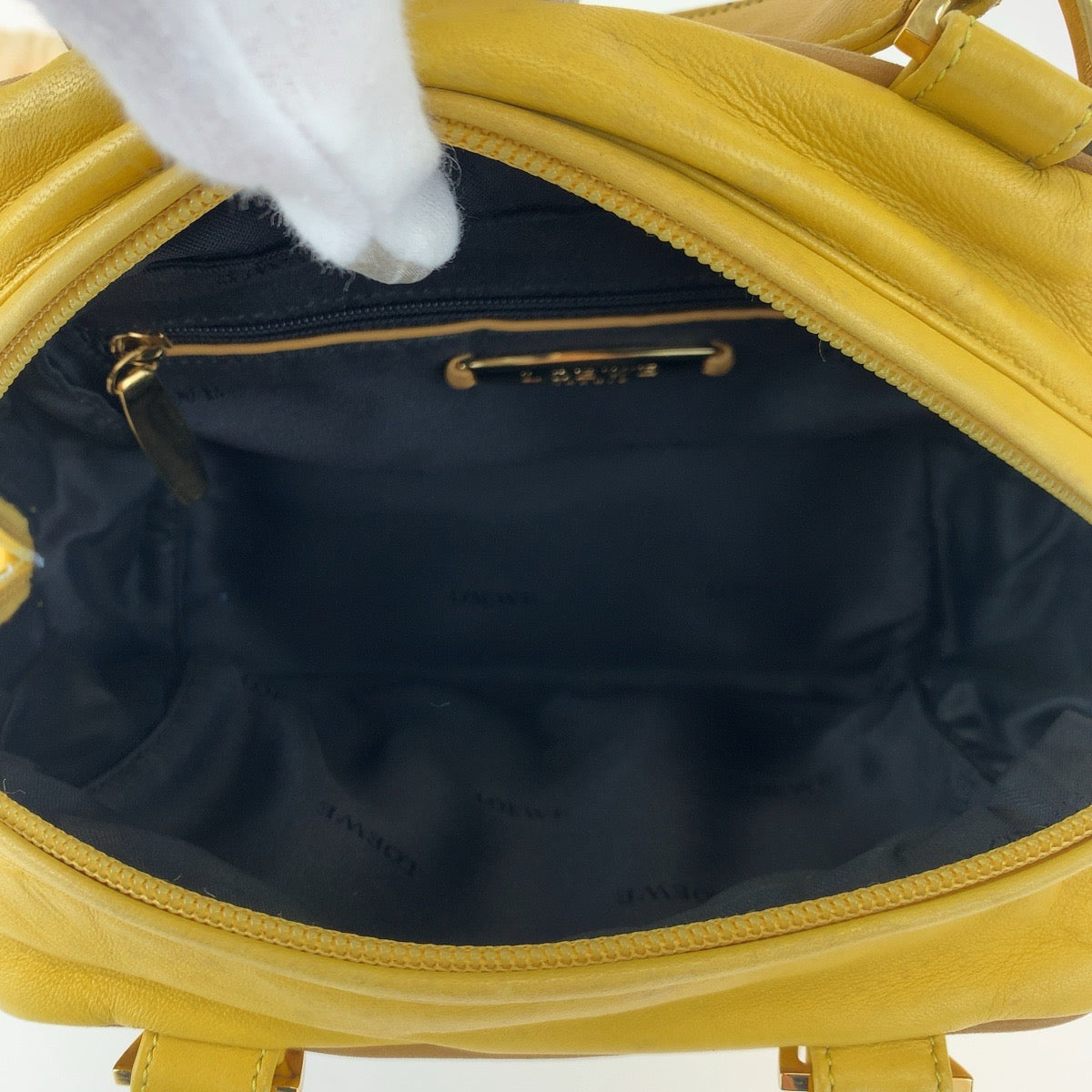 Loewe Anagram Yellow Leather Handbag 404768 in Very Good Condition