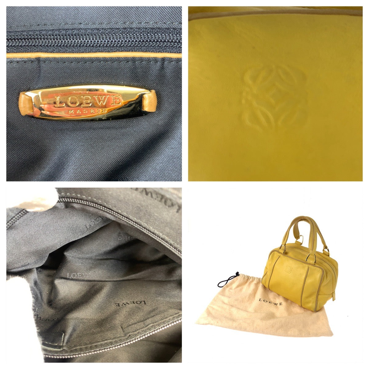 Loewe Anagram Yellow Leather Handbag