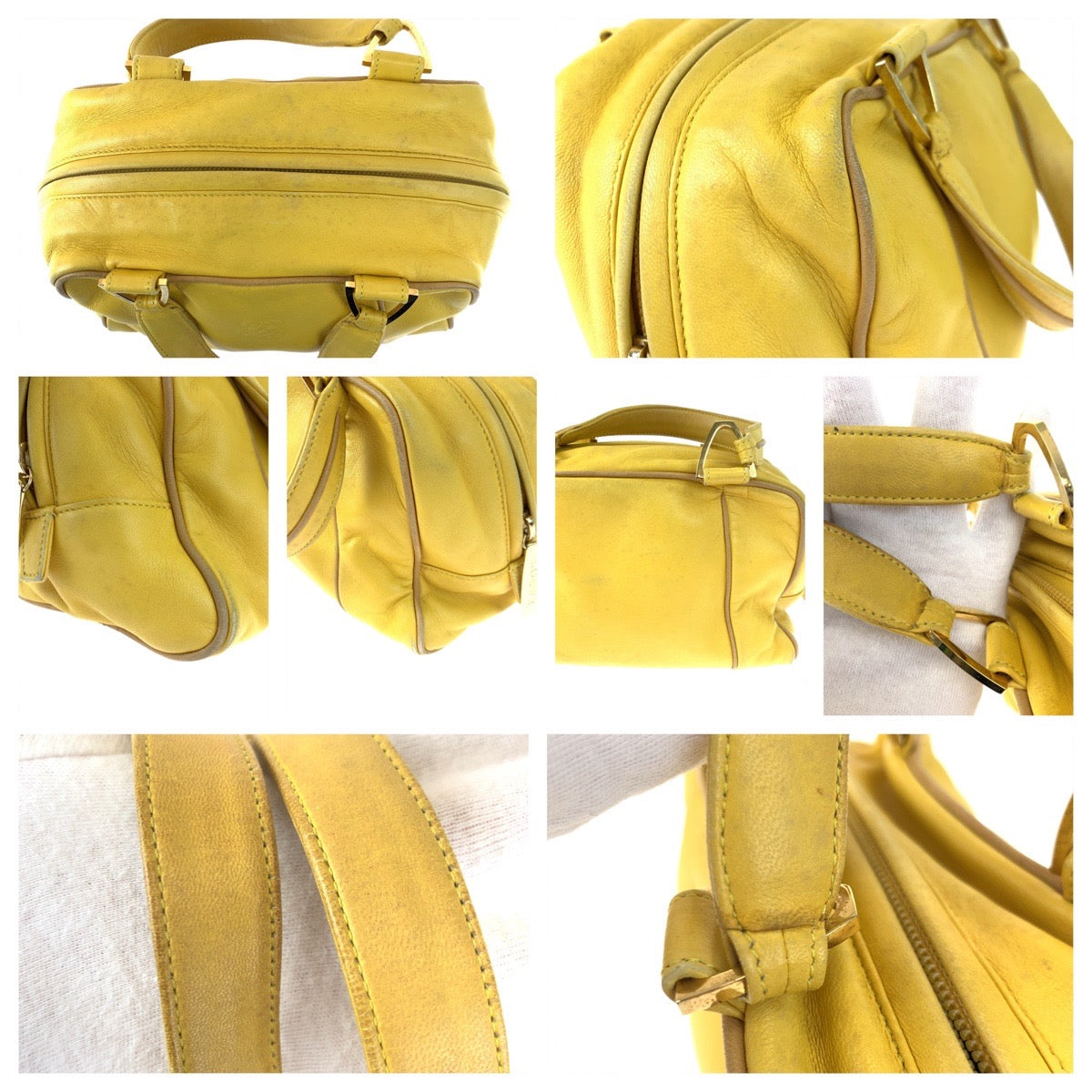 Loewe Anagram Yellow Leather Handbag 404768 in Very Good Condition