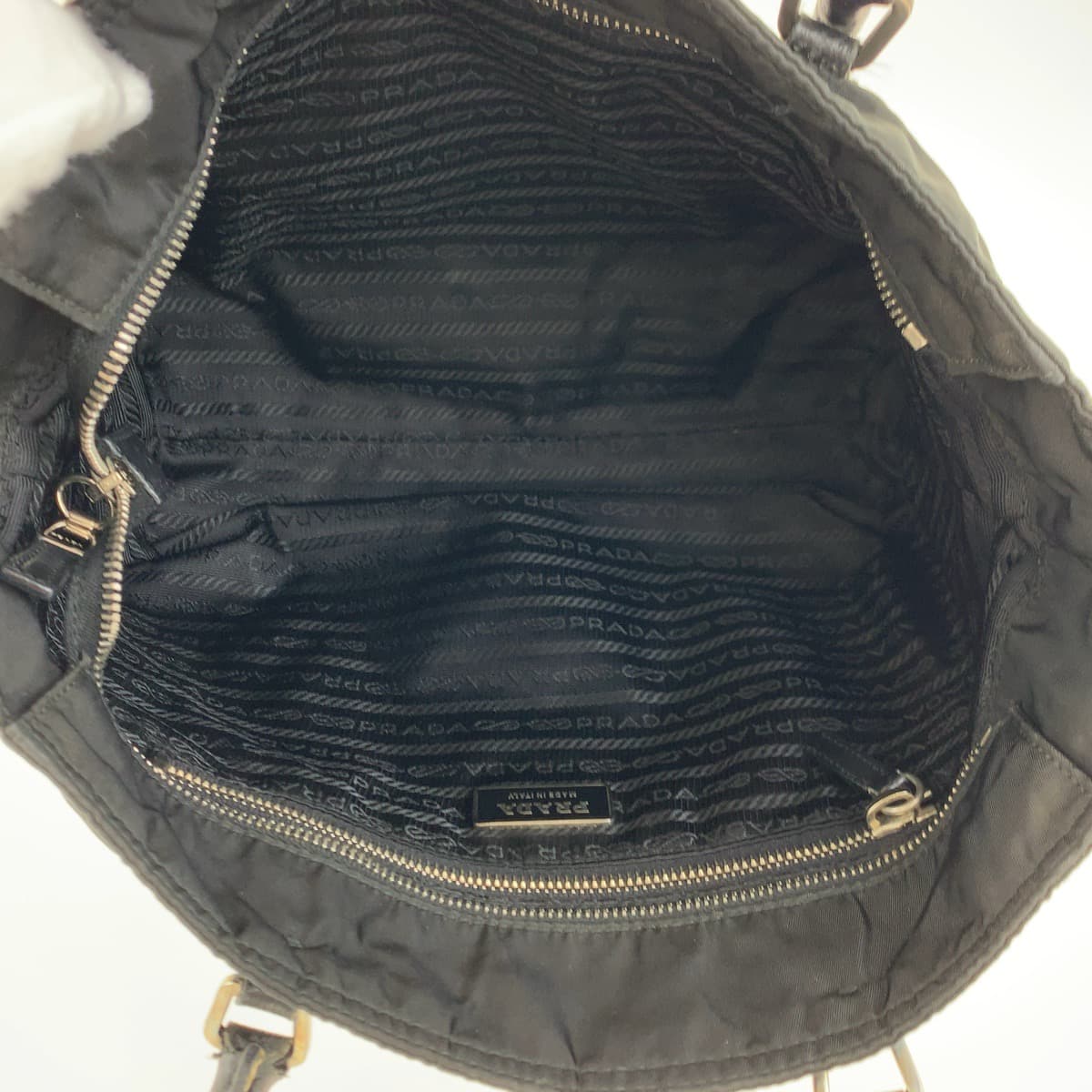 Prada Nylon Leather Tessuto Shoulder Tote