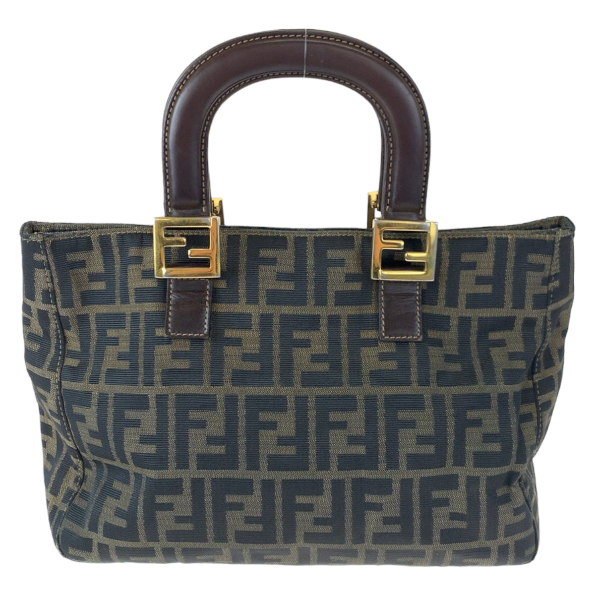 Fendi Zucca Canvas/Leather Handbag Tote 404847 in Very Good Condition