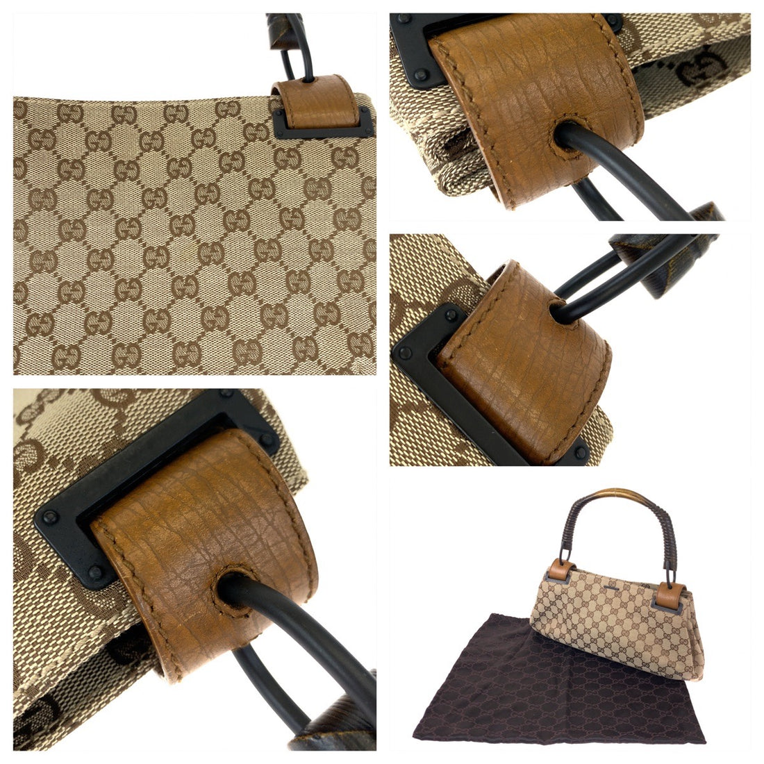 Gucci GG Canvas Wood Handle Handbag