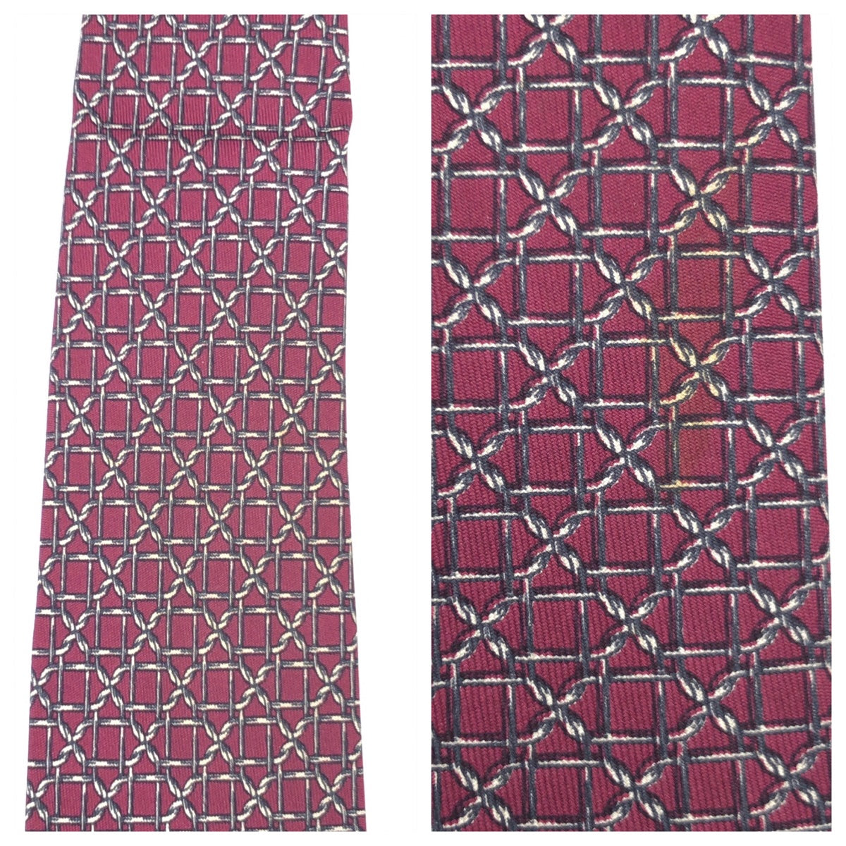 Hermes Silk Tie Red Gray 8cm in Very Good Condition