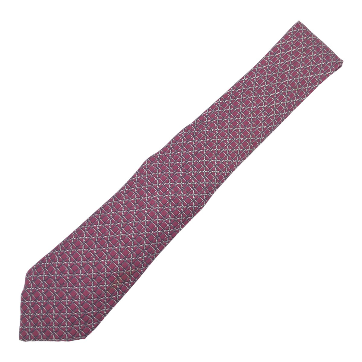 Hermes Silk Tie Red Gray 8cm in Very Good Condition