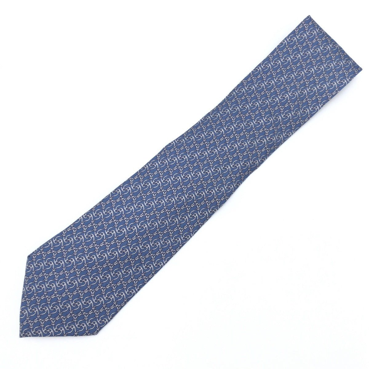 Hermes Silk Tie Blue Silver