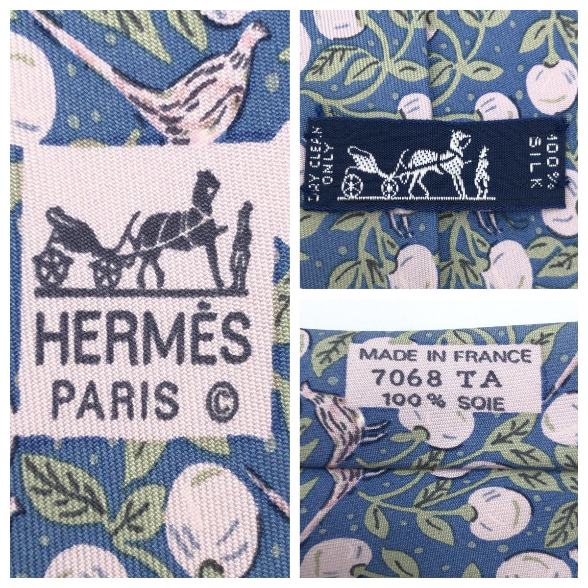 Hermes Silk Botanical Pattern Tie in Very Good Condition