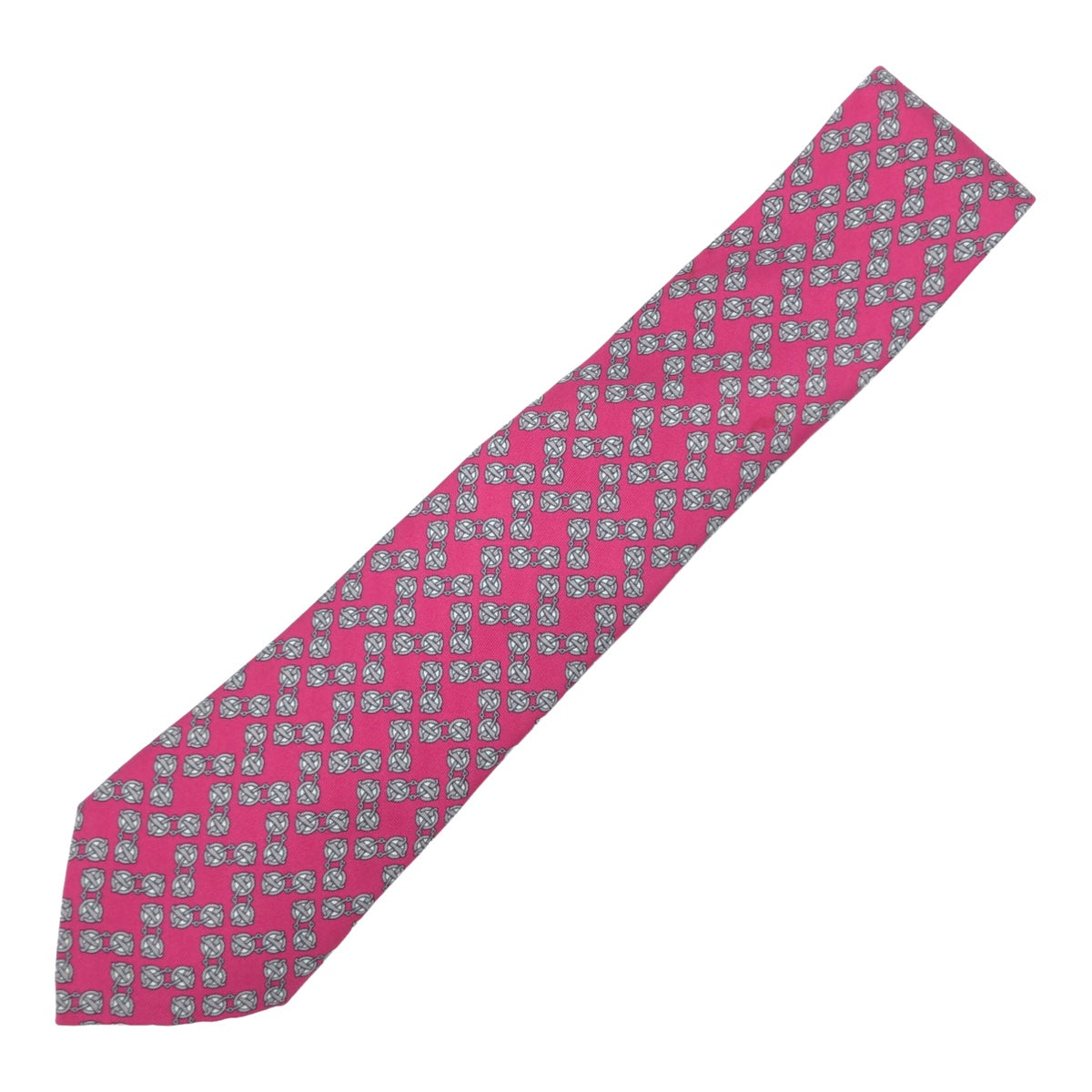 Hermes Pink Silk Patterned Tie in Very Good Condition