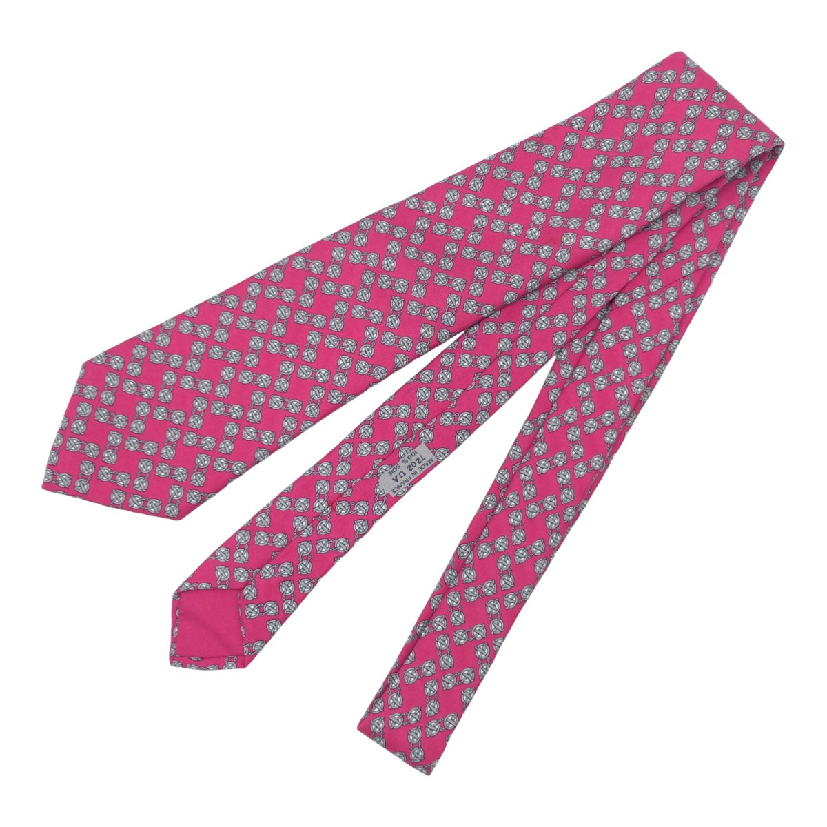 Hermes Pink Silk Patterned Tie in Very Good Condition