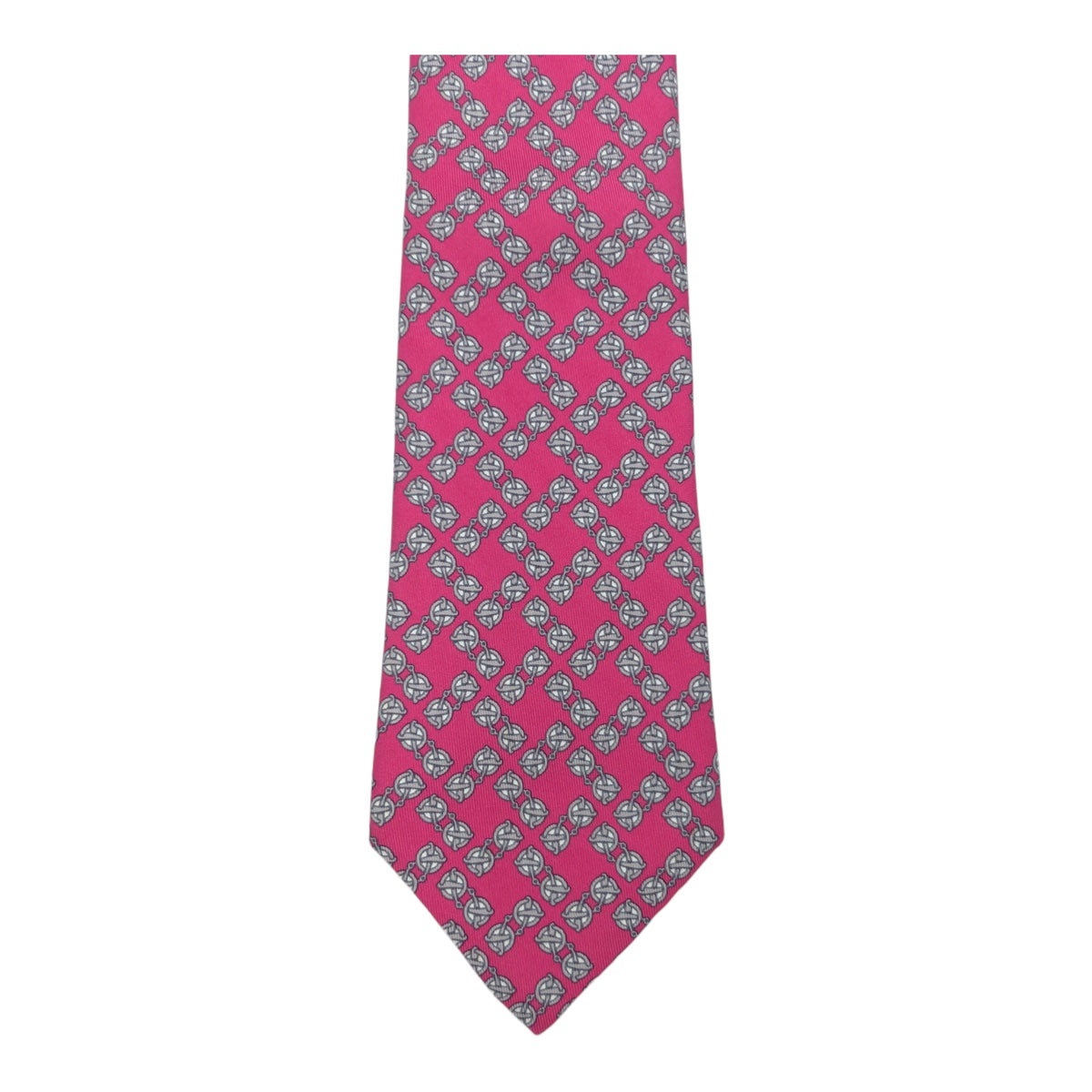 Hermes Pink Silk Patterned Tie in Very Good Condition