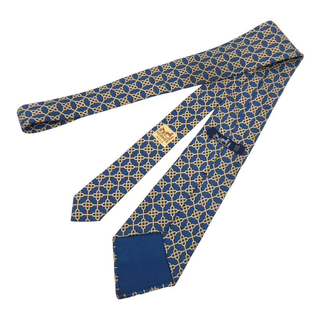 Hermes Silk Tie Blue Yellow 671 PA