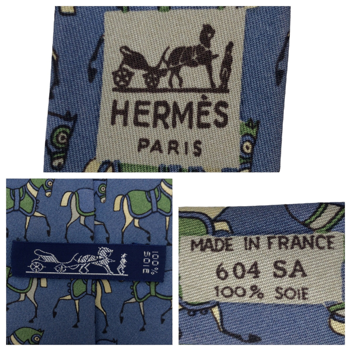 Hermes Silk Horse Pattern Tie in Good Condition