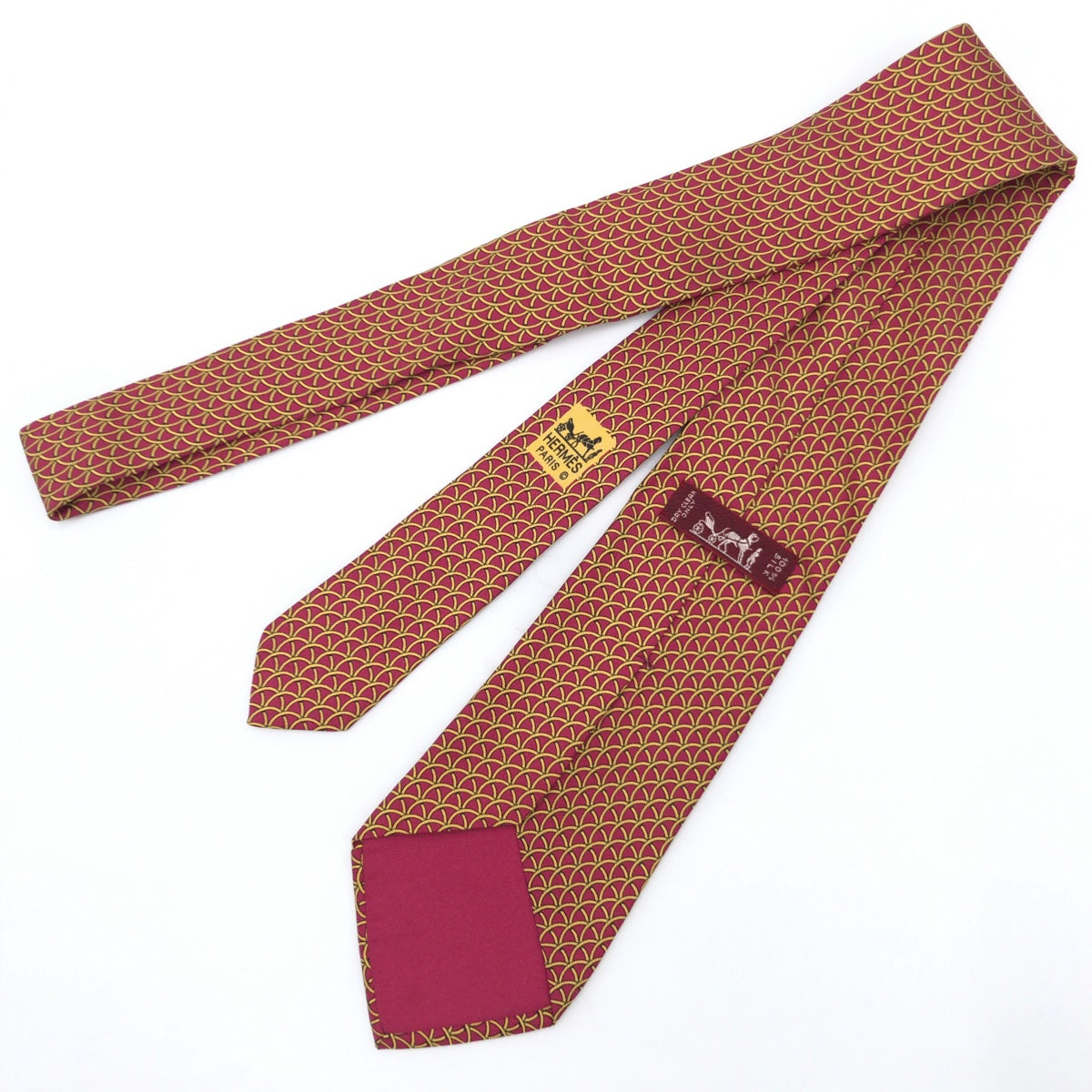 Hermes Silk Loop Pattern Tie 7729 OA in Very Good Condition