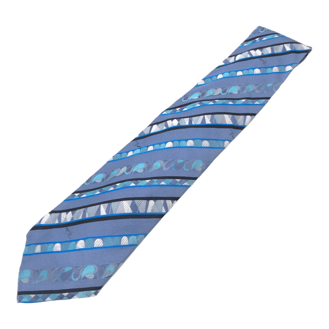 Emilio Pucci Blue Silver Silk Tie