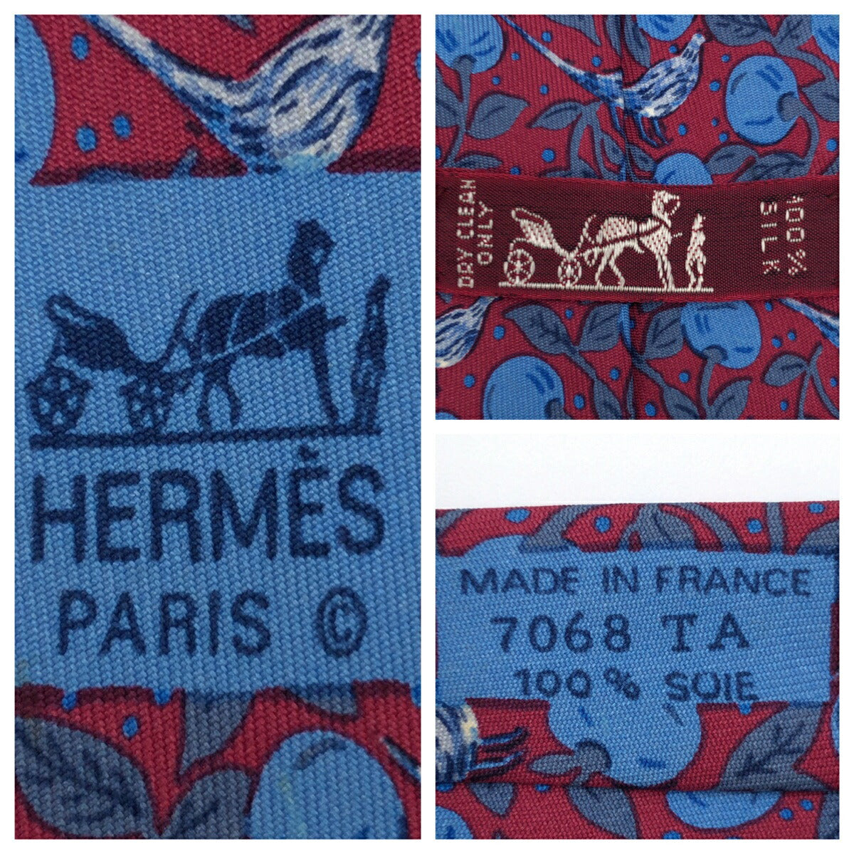 Hermes Silk Patterned Tie in Very Good Condition