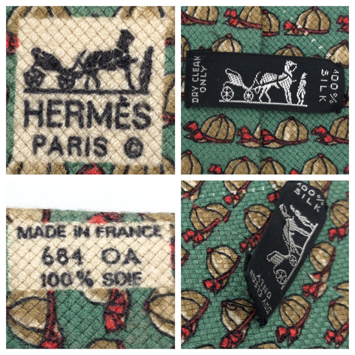 Hermes Silk Hat Pattern Tie in Very Good Condition