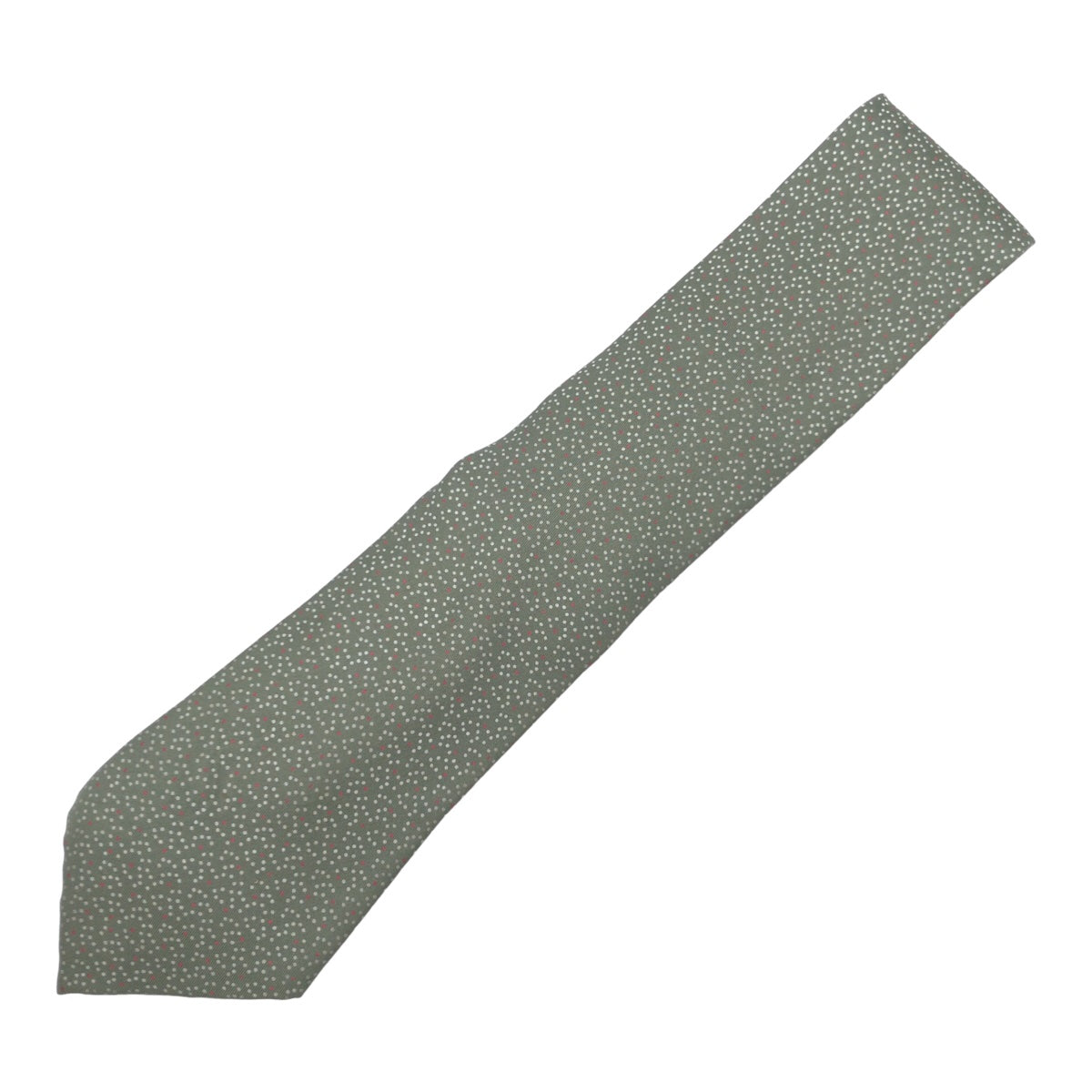 Hermes Silk Polka Dot Tie Green White in Very Good Condition