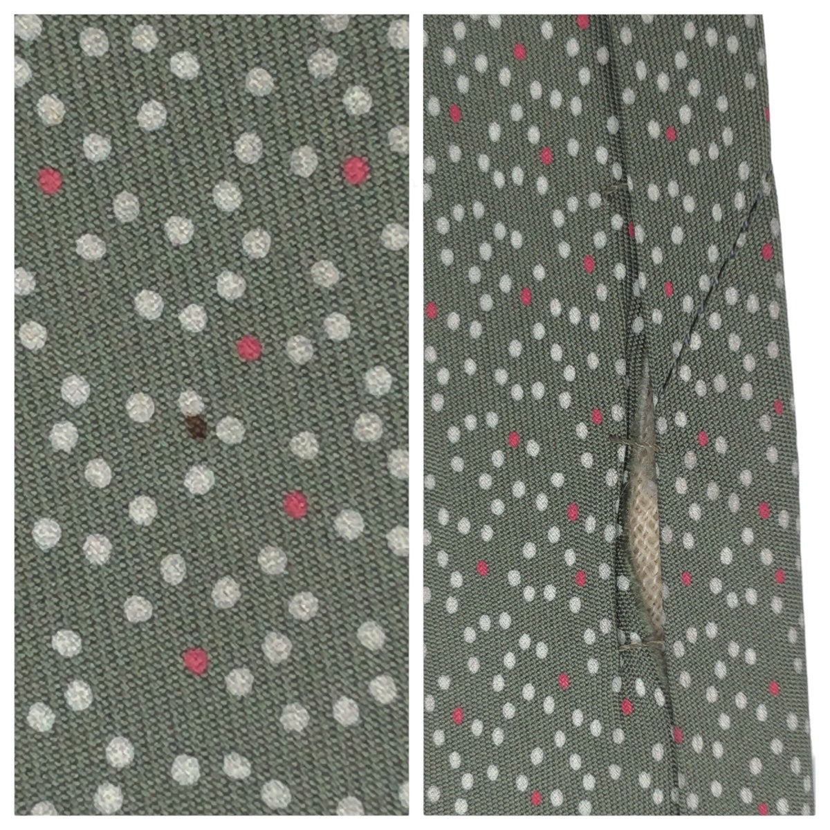 Hermes Silk Polka Dot Tie Green White in Very Good Condition