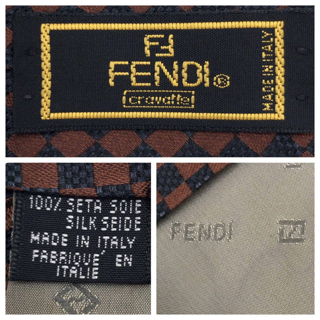 Fendi Silk Pequin Tie Brown