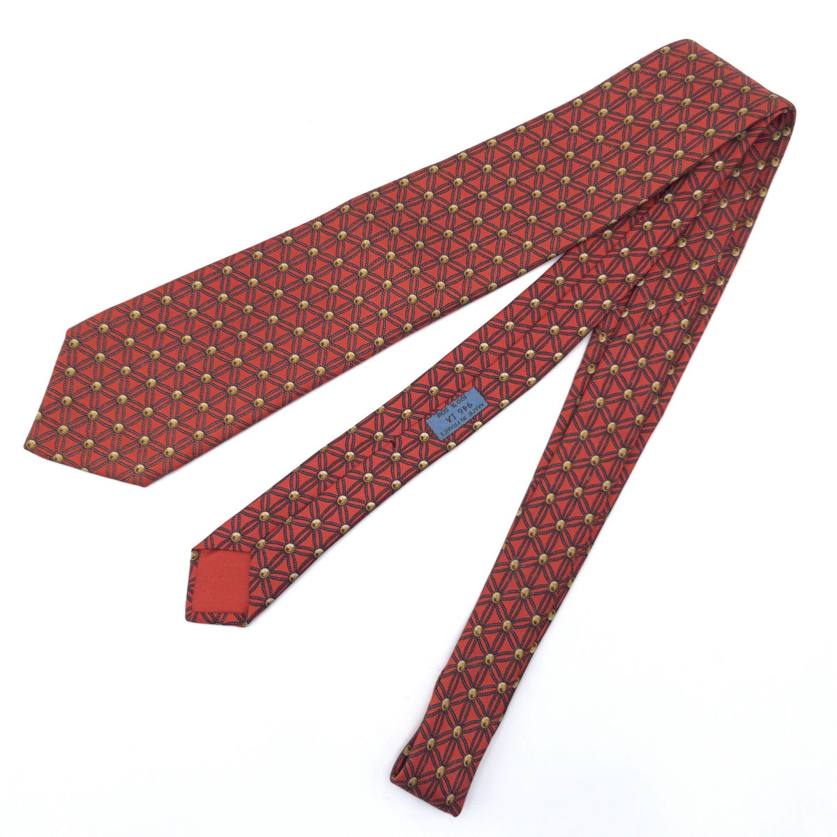 Hermes Silk Tie Red Checkered 8cm in Very Good Condition