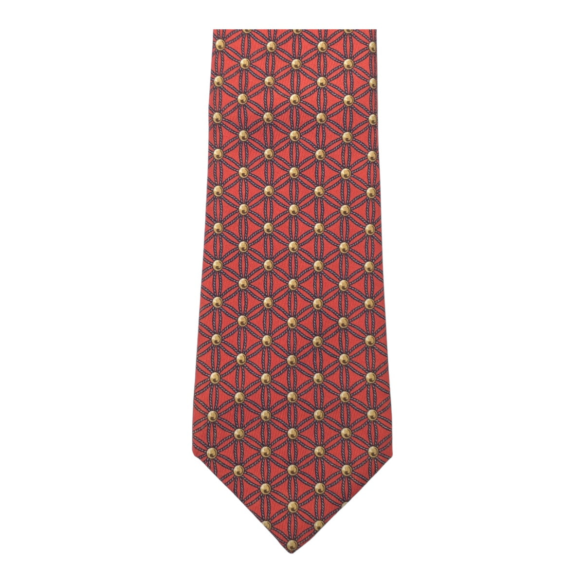 Hermes Silk Tie Red Checkered 8cm in Very Good Condition