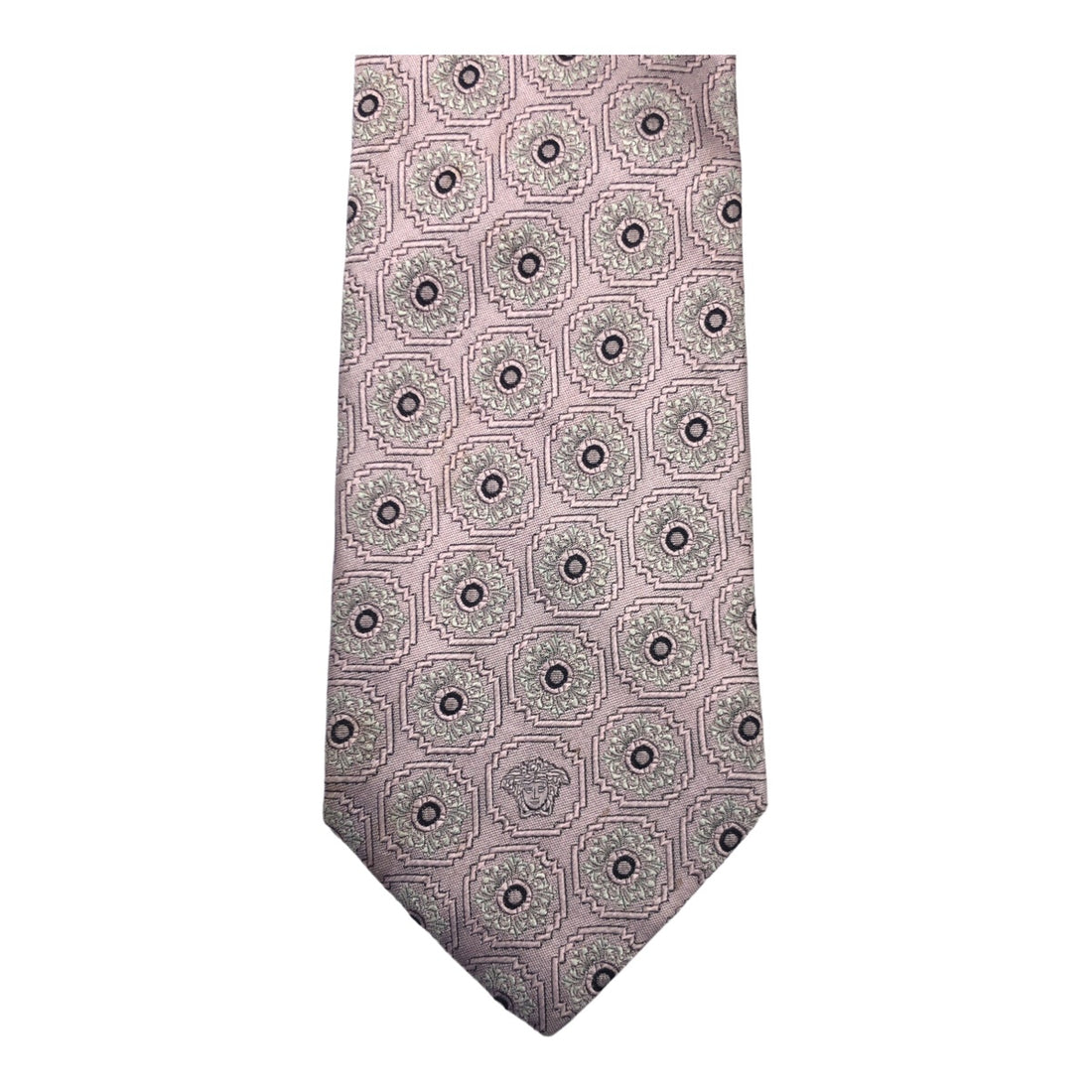 Versace Medusa Silk Tie Pink Silver in Very Good Condition