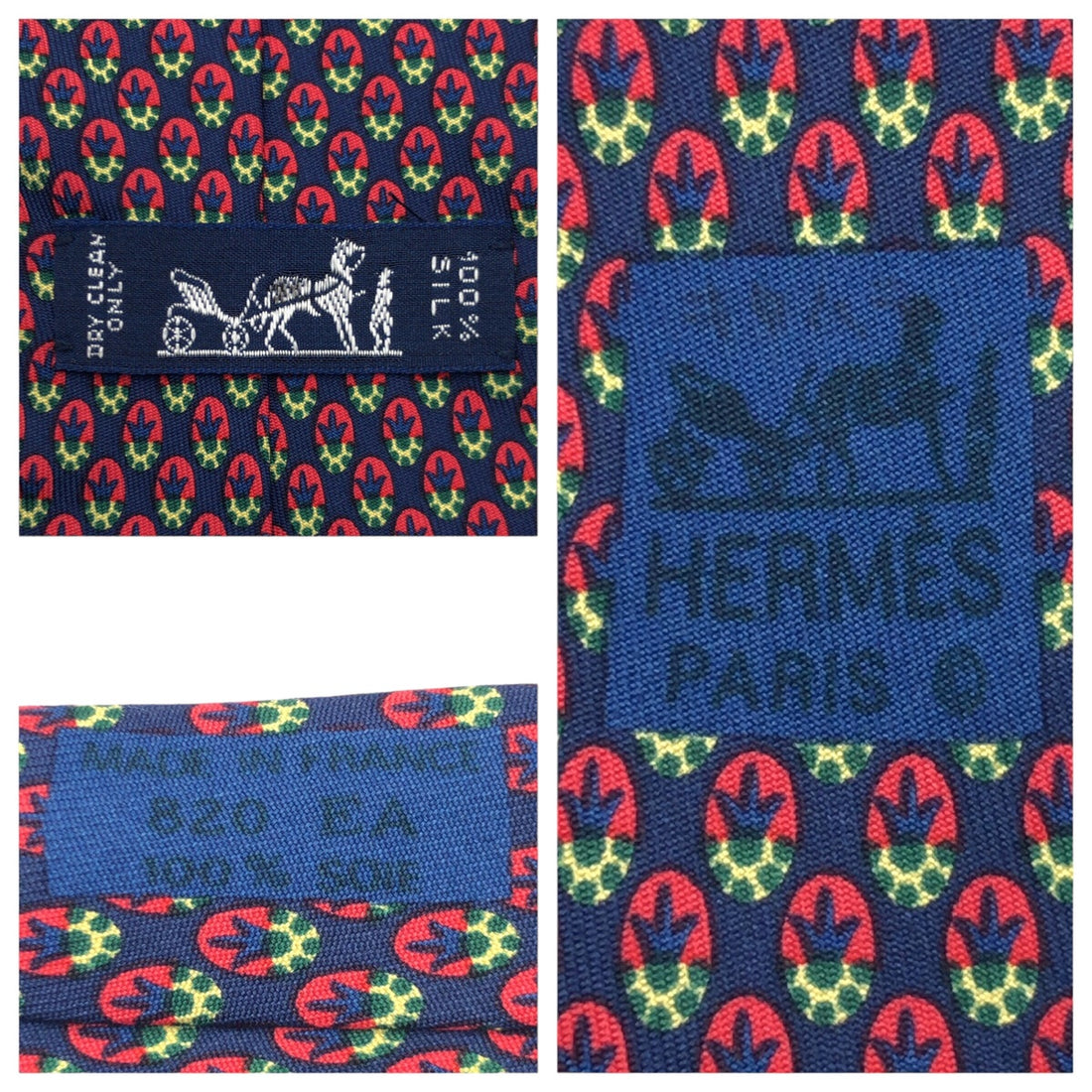 Hermes Silk Tie Navy Red