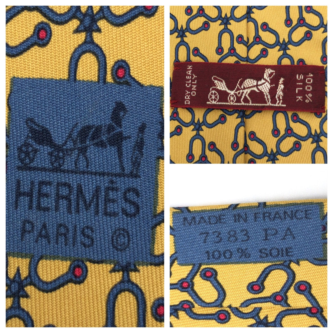 Hermes Yellow Silk Tie 8.5cm