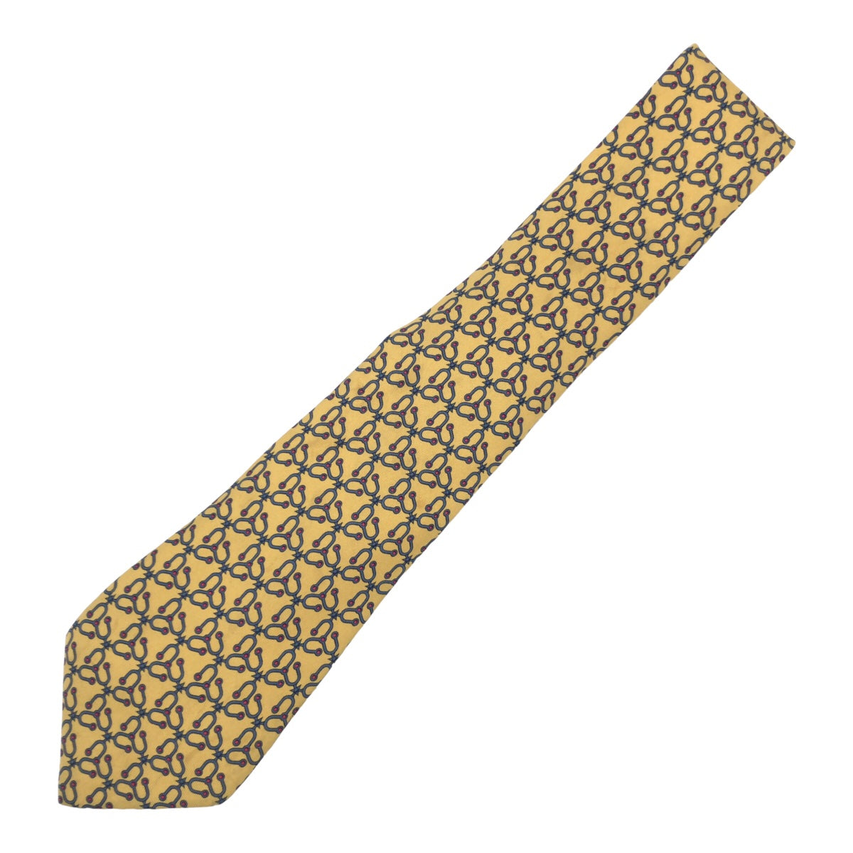 Hermes Silk Patterned Tie Yellow in Very Good Condition