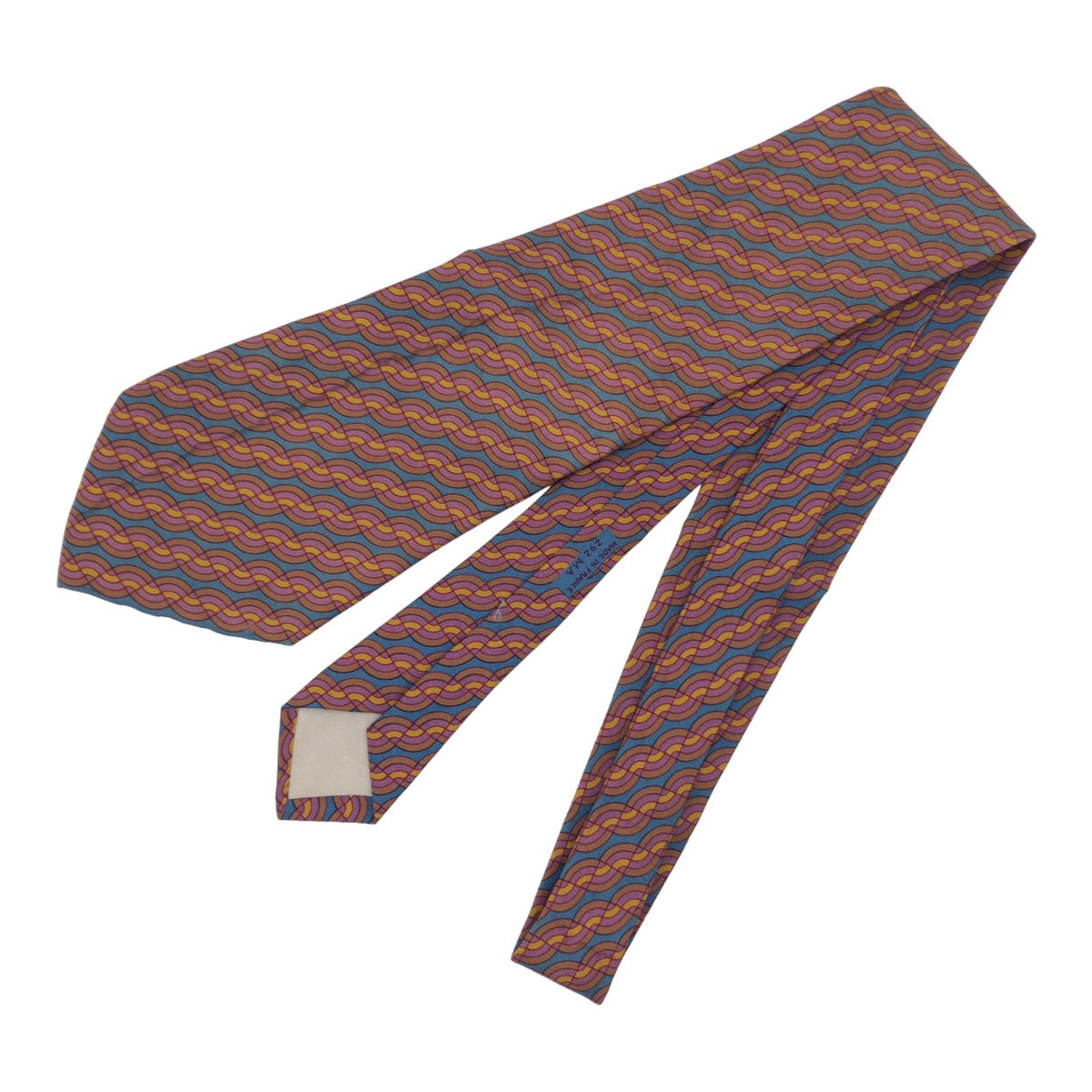 Hermes Brown Silk Wave Pattern Tie in Very Good Condition