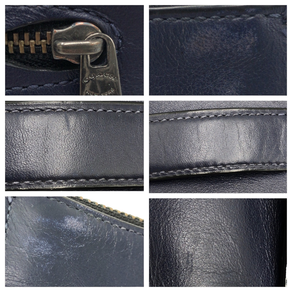 Coach Navy Leather Clutch Bag 38150 in Very Good Condition